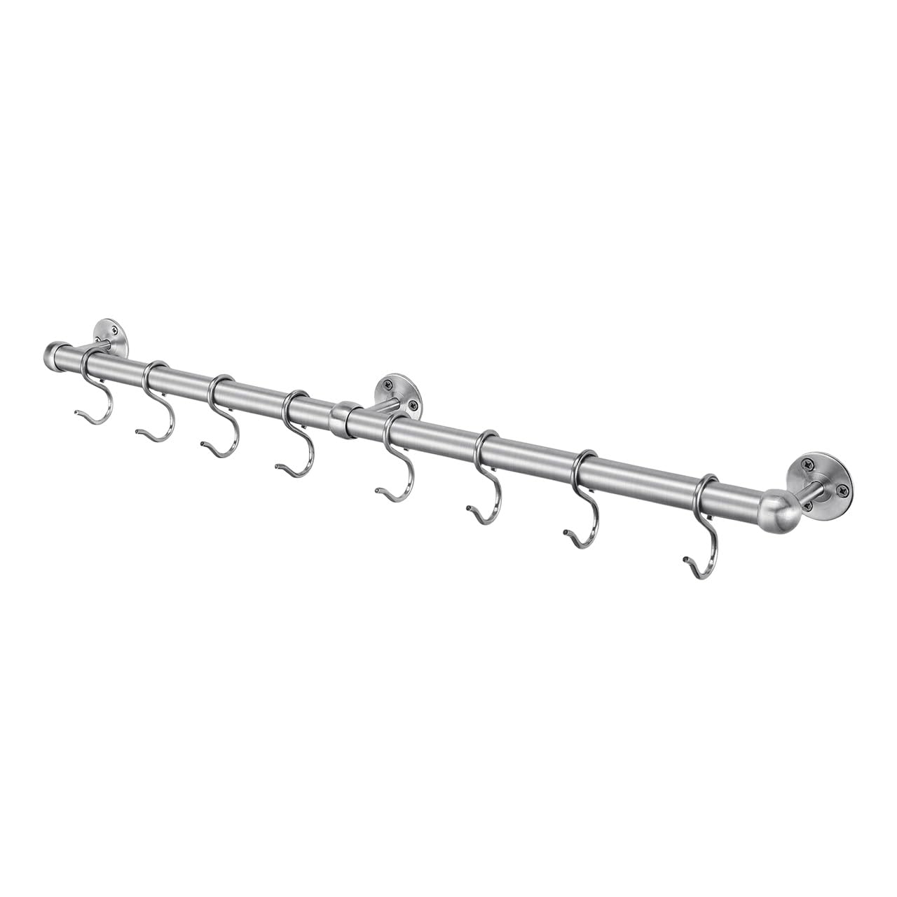 Stiley Living Kitchen Utensil Rail Hanging System Wall Mounted Storage Rack with Hooks – Heavy Duty Metal Utensil Holder Bar (Stainless Steel, 600mm)