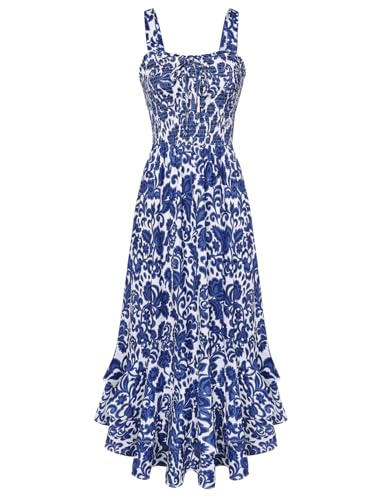GRACE KARIN Women's 2026 Summer Floral Boho Dresses Dark Blue L