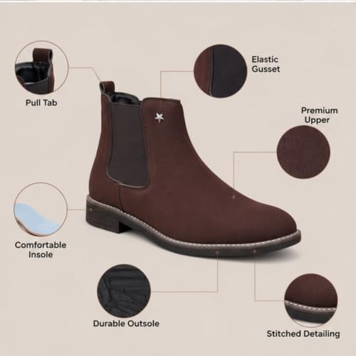 Image of Men's Chelsea Boots Suede Finish Slip-On Ankle Boots Elastic Side Panel Casual & Formal Wear
