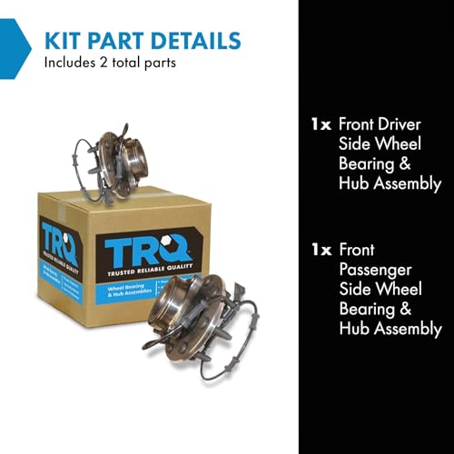 Image of TRQ Front Left and Right Wheel Bearing and Hub Assembly Set 2 Piece Compatible with 2003-2005 Dodge Ram 2500 4WD 2003-2005 Ram 3500 4WD