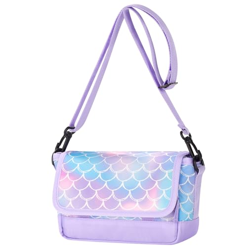 Choco Mocha Girls Crossbody Purse for Kids, Girls Messenger Bag for Little Girl Mermaid Purse, Christmas Gift for Kids Girl, Purple