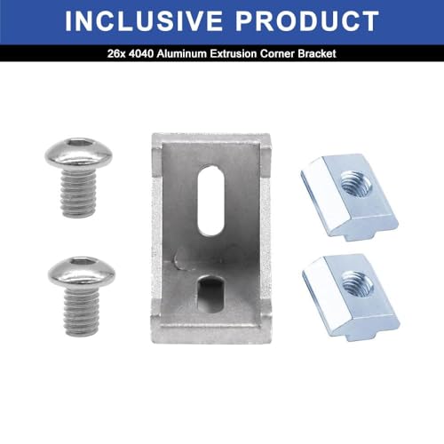 Image of 24pcs Seekliny 4040 Aluminum Extrusion Corner Bracket 4040 Hardware V-Slot Accessories T-Slot with Screws for 8020 Aluminum Profile 3D Printer Accessories Silver