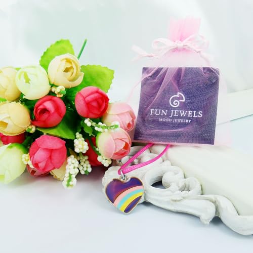 Cute Rainbow Heart Color Change Pendant Mood Necklace Gift For Girls 5