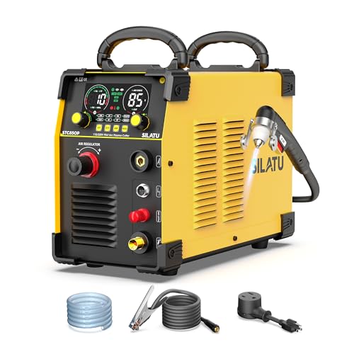 SILATU 85Amps Plasma Cutter, STC850P HF Non-Touch Pilot Arc Plasma Cutter Machine, 110/220V Dual Voltage Air Sensor Technology Digital Display, 1'' Clean Cut 5/4'' Max Cut, PT/2T/4T for Beginners DIY