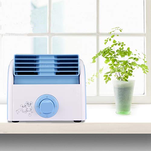 Image of Mini Handheld Fan 30W Turbine No Blade Mini Desktop Mute Fan for Dormitory /Bedroom /Living Room /Office, 3 Kinds Speed Mode, AC 220V(Pink) (Color : Blue)