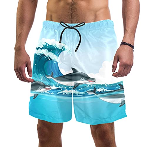 Short de bain homme motif dauphins multicolore avec poches taille M