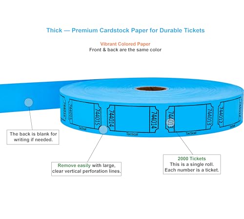 image for Tacticai 2000 Raffle Tickets, Blank, Blue (1 of 8 Colors), Single Roll