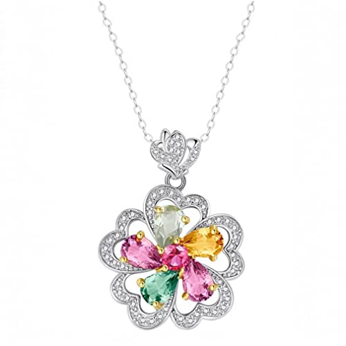 Collier en argent 925 pour femmes, idée cadeau bijoux fins pierres colorées