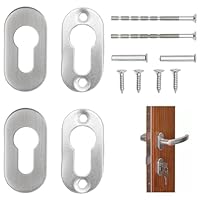 OQKAHIV 4 pcs Schlüsselrosetten aus mattem Edelstahl für Profilzylinder-Ovale: Türrosette-Set für Innen- und Außentüren, inklusive Abdeckungen für das Schlüsselloch, Silberfarben und elegant