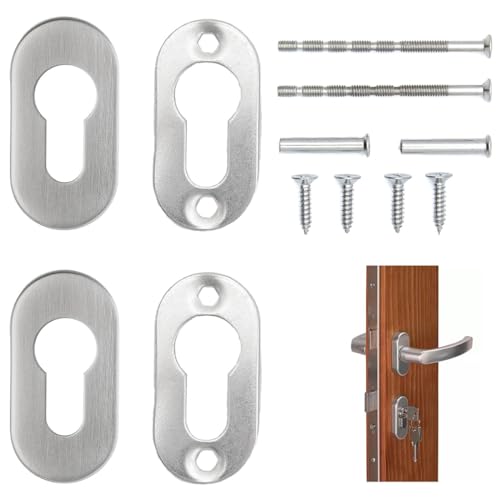 OQKAHIV 4 pcs de capuchons de verrouillage ovales en acier inoxydable mat pour portes intérieures et extérieures avec cylindre profilé ovale, Couvercles en...