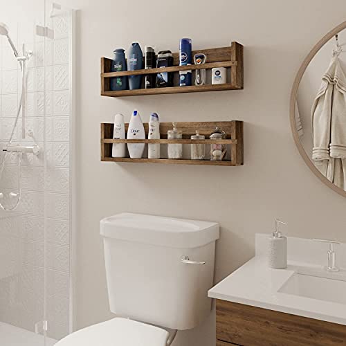 Brightmaison Polynez 30" Floating Shelves For Wall Decor & Nursery Book Shelves, Kids Bookshelf For Wall Multiuse, Floating Book Shelves For Kids Room, Wall Shelf Set Of 2 Brown Wood #TOP3