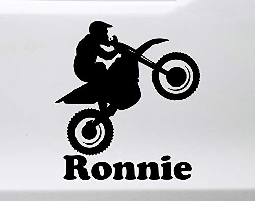 Minglewood Trading Black - Dirt Bike Motorcycle Vinyl Sticker With Custom Personalized Name - Die Cut Sticker - 5W X 5.5H Inches #TOP1