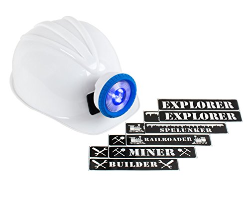 Squire Boone Village Light-up Hard Hat Including Miner, Railroader, Builder and Spelunker Helmet Labels (Pink)