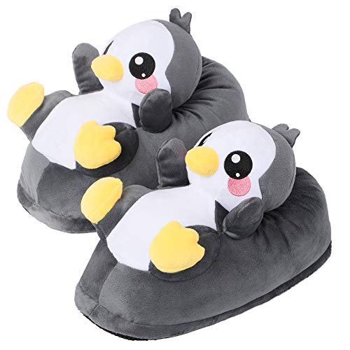 corimori Süße Plüsch Hausschuhe (10+ Designs) Pinguin Pablo Slipper Einheitsgröße 34-44 Unisex Pantoffeln Schwarz Weiß