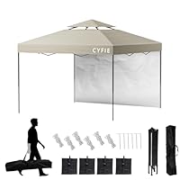【1点限り】CYFIEタープテント3m×3m サイドシート付き(色:ベージュ) Amazon | CYFIE タープテント 3m×3m ワンタッチタープテント高さ