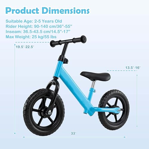 Image of HONEY JOY Toddler Balance Bike, 11 Inch Baby Push Bicycle w /Adjustable Padded Seat & Handlebar, Ultra Light Steel Frame, No Pedal Walker Bike Riding Toy, Birthday Gift for Boys Girls Aged 2-5