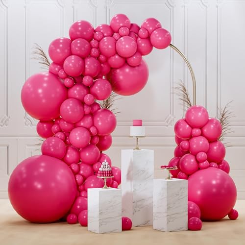 Image of PartyWoo Hot Pink Balloons 99 pcs Different Sizes of 36 18 12 10 5 Inch Magenta Fuchsia Balloon Arch Kit Garland for Baby Shower Wedding Bridal Shower Anniversary Birthday Party Decorations Pink-Y12