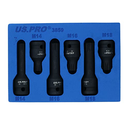 Coffret de douilles cannelées mâles M14 M16 M18 pour outils à choc - 6