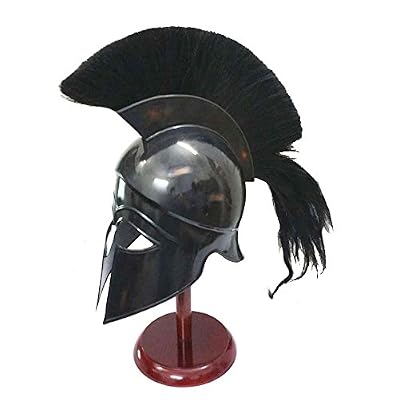 Réplique De Casque Spartiate Corinthien En Acier - Plume Noire Incluse - Support Fourni - Décoration Murale