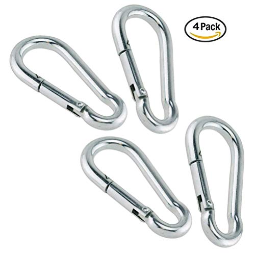 80mm x 8mm Zinc-Galvanized Steel Carabiner Snap Link Hook - 3-1/4" x 5/16" (4 Pack) - Thumbnail 2