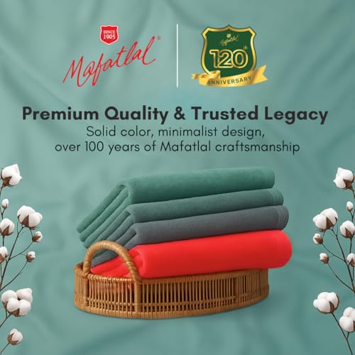 Image of Mafatlal Joy Bath Towel Large Size - Pack of 2 | 58 x 29 inch | Soft Cotton | Quick Dry | Highly Absorbent | 450 GSM | Green N Red