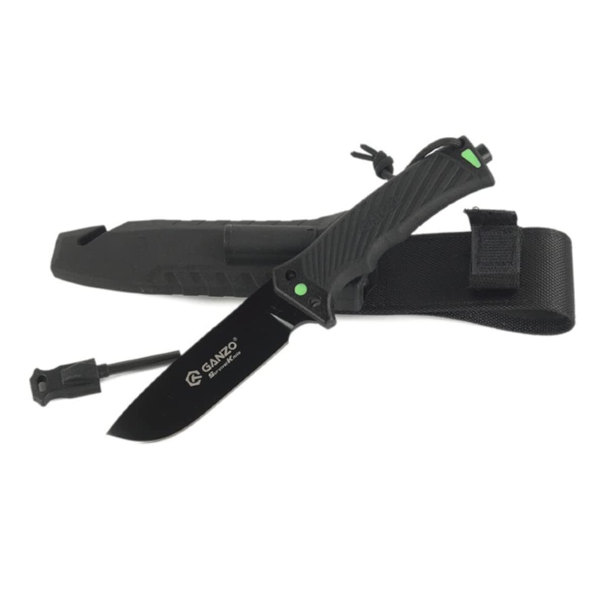 Nóż myśliwski taktyczny survivalowy Ganzo G8012 G8012-BK Bushcraft EDC stal etui ABS czarny