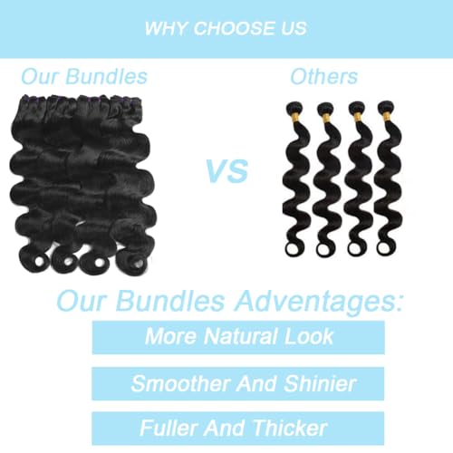 Beautymoon Peruvian Body Wave Human Hair Bundles 20 22 24 26 Inch 100% Unprocessed Brazilian Weave 3 Bundles Human Hair Body Wave 16A Remy Virgin Extensions For Women Natural Color thumb #5