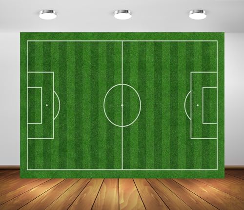BELECO 7x5ft Fabric Green Soccer Field Backdrop Sports