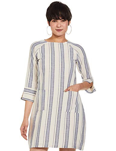 Image of AND Womens A Line Fit Round Neck Stripe Shift Dress