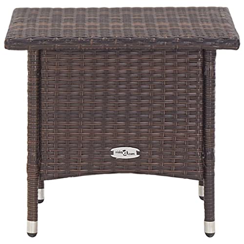 Mesa de centro rectangular de ratán sintético marrón para patio y terraza 6