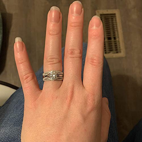 Wuziwen Wedding Rings For Women Solitaire Round Cz Engagement Ring Set Sterling Silver Size 7.5 #TOP2