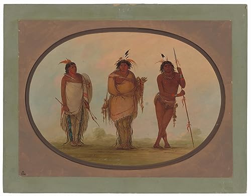 Pintura de tres indios de George Catlin: lienzo para pared vintage decorativo de 60x90cm