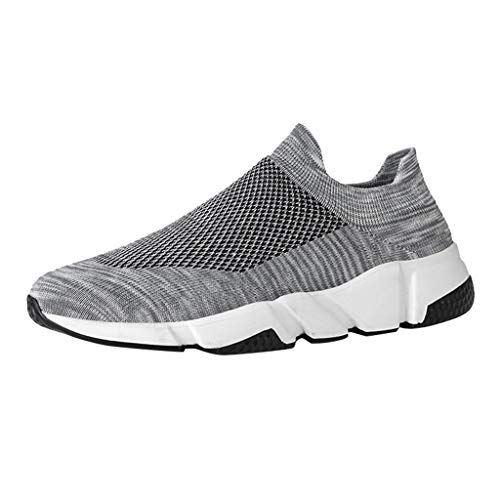 UULIKE Mens Socks Shoes Trainers Walking Shoes Solid Color Sneakers for Gym Jogging Fitness Athletic Casual Low-Top Comfortable Breathable Outdoor Lightweight Running Shoes Gray