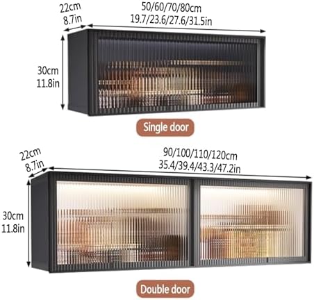 Wall-Mounted Aluminum Alloy Storage Cabinet with LED Light - Space-Saving Organizer for Bathroom, Kitchen & Living Room - Over-Toilet Makeup & Medicine Storage Solution