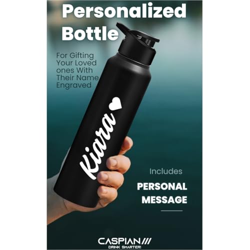 Image of CASPIAN / / / Hike Stainless Steel Customize Sipper Water Bottle (CUS-Matte Black 1 Litre, Set of 1)| Leak Proof Thunder for Fridge Home Office Travel School Kids Boys Girls Adults Sports Gym Yoga