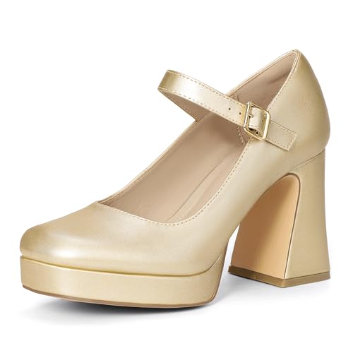 IDIFU Gold Heels Platform Mary Jane Shoes High Closed Toe Women's Pumps by IDIFU - Used condition - US$32.29