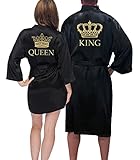 Classy Bride King & Queen Satin Robe Set - Gifts for Couples - Matching Satin Robes (King O/S - Queen L/XL)