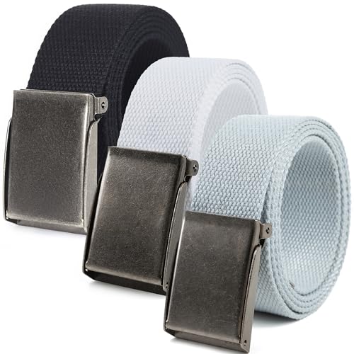 Image of Mile High Life Canvas Web Belt | Cut to Fit Up to 52 inch | Flip-Top Matte Silver Nickel Buckle 12 Colors
