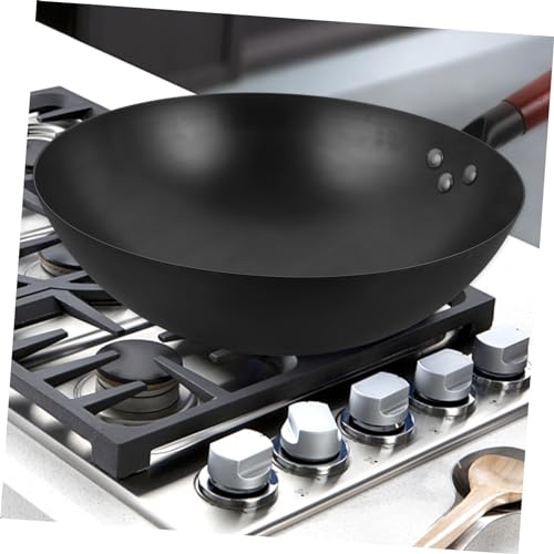 Wok tradicional de hierro con mango de madera aislante miniatura 6