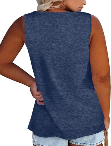 Image of Womens Plus Size Tank Tops Summer Button Down Henley Shirts Sleeveless Tops