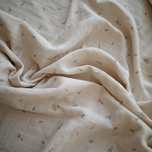 Image of mushie Muslin Baby Swaddle Blanket | 100% Organic Cotton (Rocket Ship)