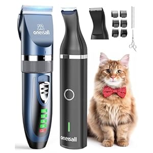 oneisall Cat Clippers and Paw Trimmer 3 in 1,Cat Grooming Kit,Cat Clippers for Matted Hair,Cordless Cat Shaver for Matted Long Hair,2 Speed Cat Hair Trimmer,Pet Clippers for Cats and Small Dogs