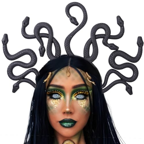 Zoestar Medusa Snake Headband Greek Goddess Snake Headpiece Halloween Hair Accessories for Women (Black One Size)