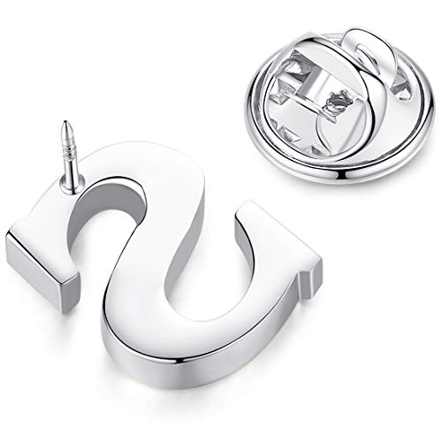 Image of HONEY BEAR Initial Alphabet Letter Lapel Pins Collar Badge Brooches for Mens /Womens Shirt Dress Decoration Silver