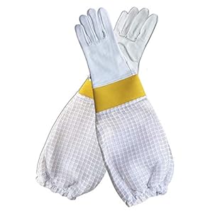 Brutul Bee Kids 3 Layers Beekeeping Goatskin Leather Ventilated Gloves With Rubber Cuff Size 6-14 Years (XXS)