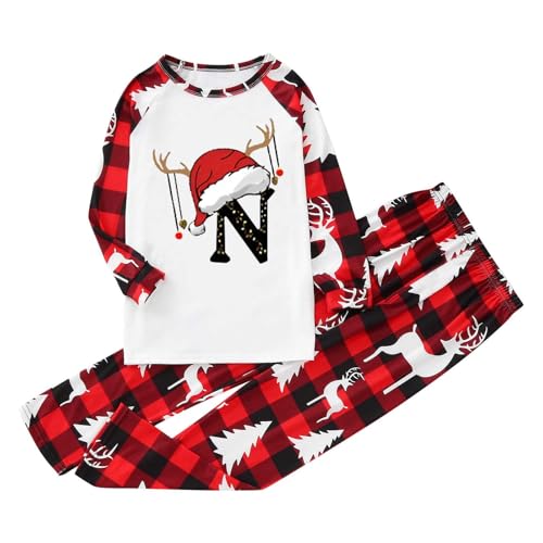 Generico Pijama Navidad Familia Juego a juego par pijamas navideños invierno cuello redondo dos piezas pijama para niños niño Año Nuevo camiseta y pantalones cómodos manga larga ropa de noche