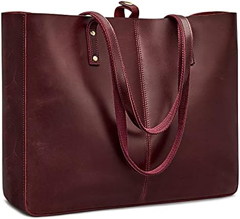 S-ZONE Genuine Leather Shoulder Tote Bag for Women Large Handbag Work Purse