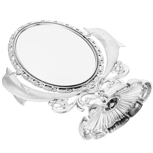Miroir de maquillage pour table de salon avec design élégant argenté - 2