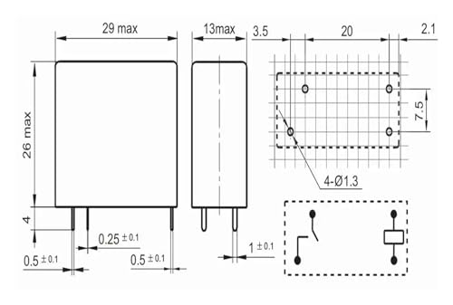 Relé PCB VS12MBU-NR 12V 15A interruptor electromecánico de 4 pines G2R-1A-4P 2