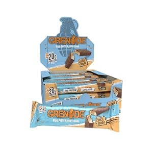 Grenade High Protein, Low Sugar Bar – Chocolate Chip Cookie Dough, 12 x 60 g (Packaging May Vary)